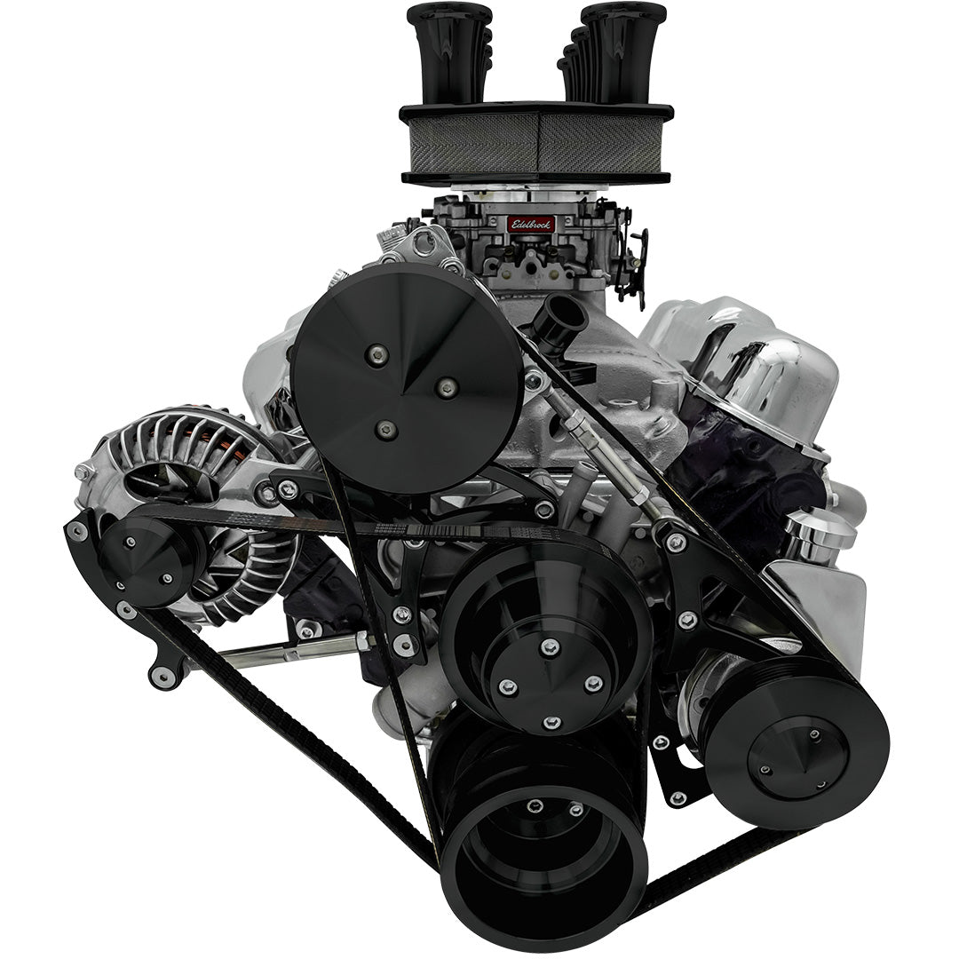 Small Block Chrysler Serpentine Conversion - AC & PS - Saginaw-Key - Black
