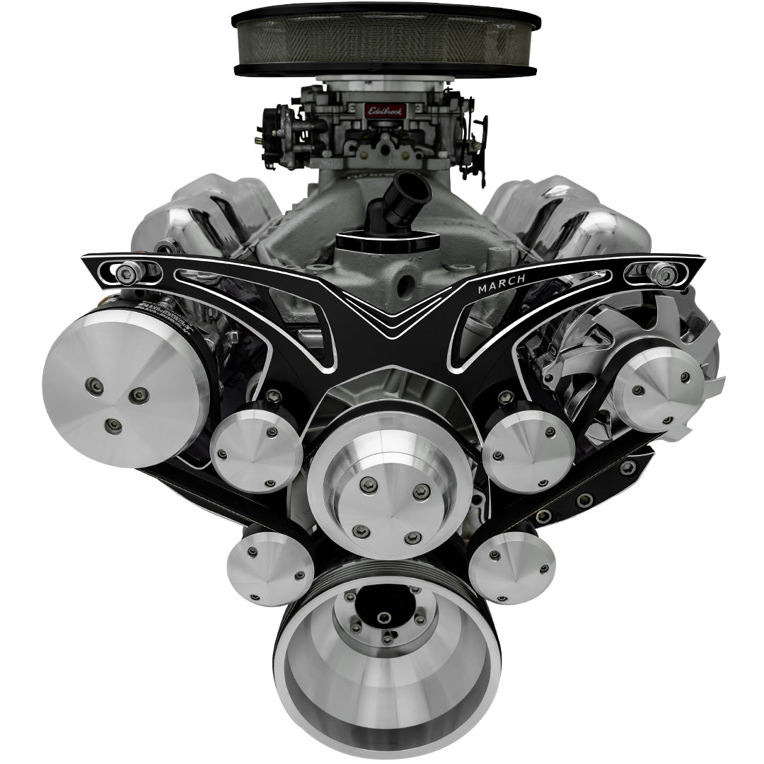 Small Block Chevy Style Track Serpentine System - AC & ALT - Black Onyx