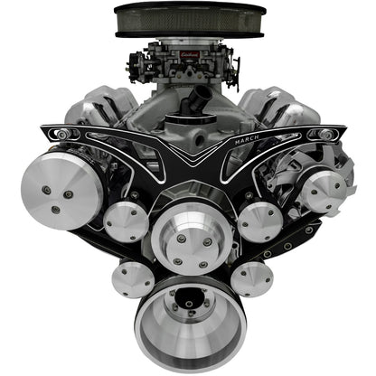 Small Block Chevy Style Track Serpentine System - AC & ALT - Black Onyx