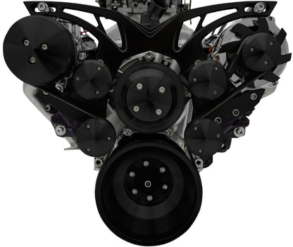 Small Block Chevy Style Track Serpentine System - AC & ALT - Black