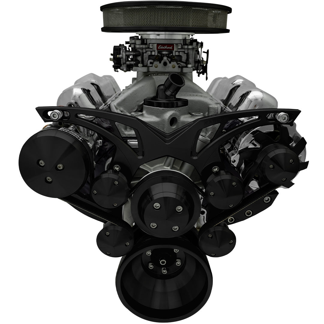 Small Block Chevy Style Track Serpentine System - AC & ALT - Black