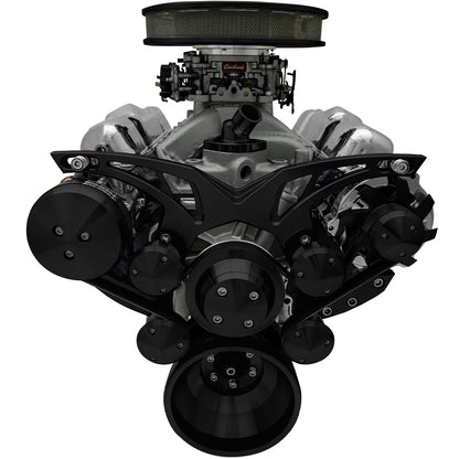 Small Block Chevy Style Track Serpentine System - AC & ALT - Black