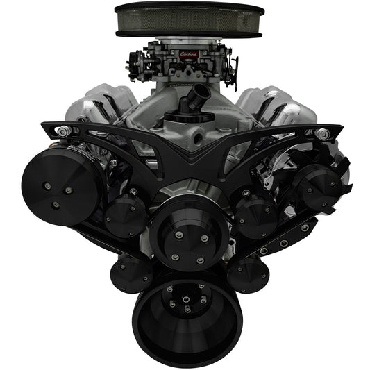 Small Block Chevy Style Track Serpentine System - AC & ALT - Black