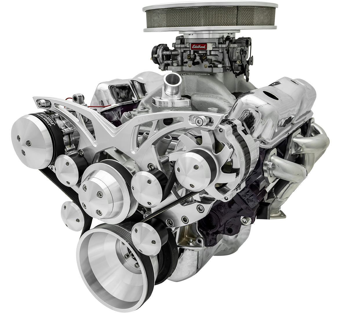 Small Block Chevy Style Track Serpentine System - AC & ALT - Chrome