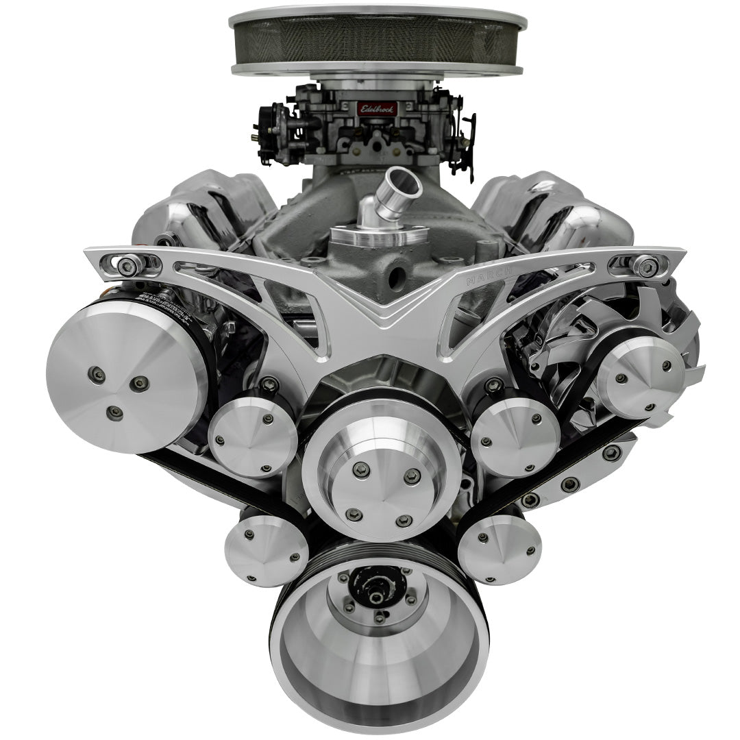Small Block Chevy Style Track Serpentine System - AC & ALT - Chrome