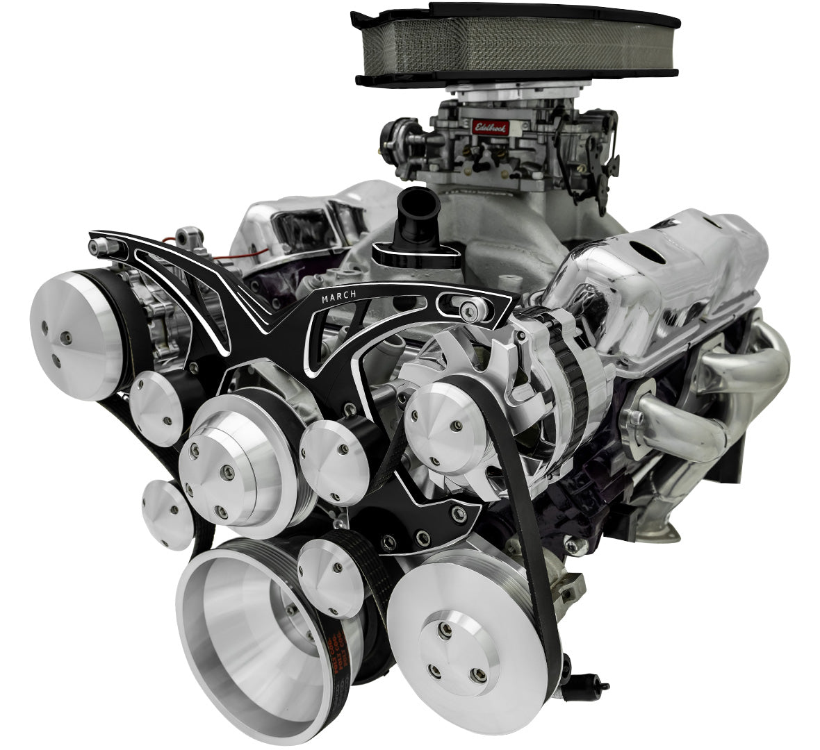 Small Block Chevy Style Track Serpentine System - AC & PS - Black Onyx