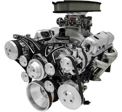 Small Block Chevy Style Track Serpentine System - AC & PS - Black Onyx