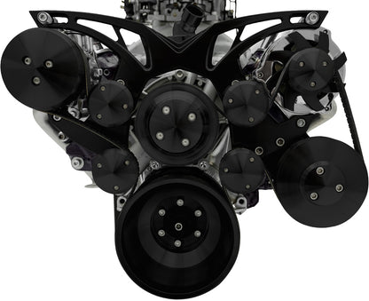 Small Block Chevy Style Track Serpentine System - AC & PS - Black
