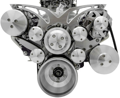 Small Block Chevy Style Track Serpentine System - AC & PS - Chrome