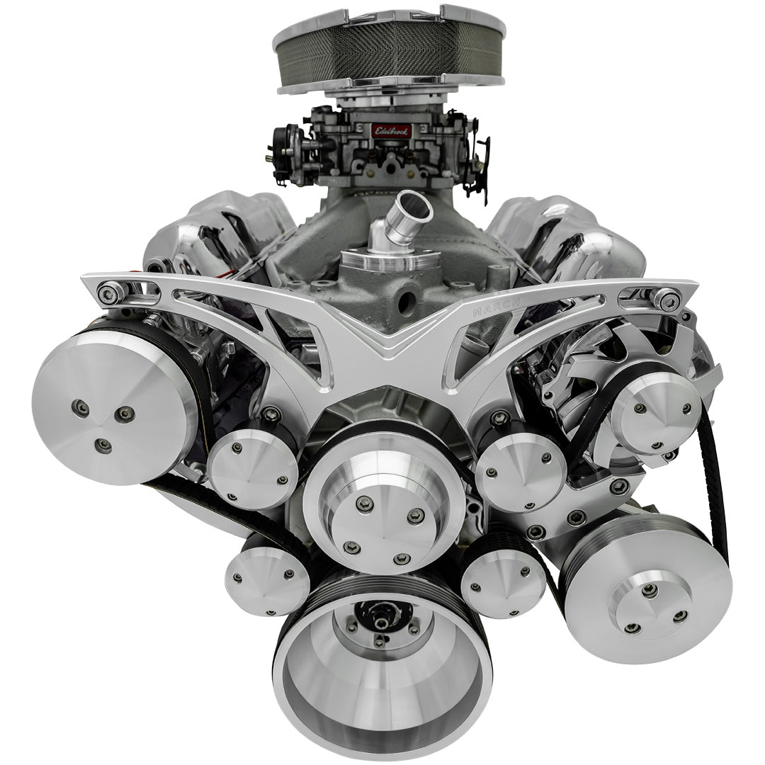 Small Block Chevy Style Track Serpentine System - AC & PS - Chrome