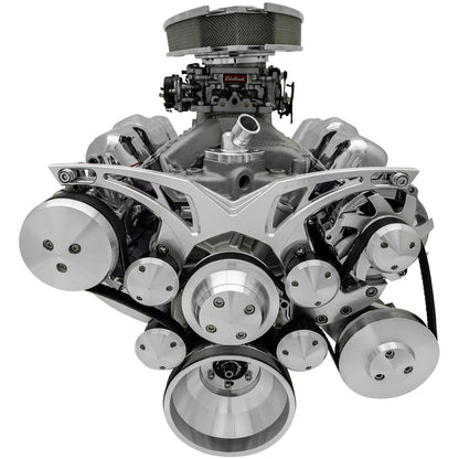 Small Block Chevy Style Track Serpentine System - AC & PS - Chrome