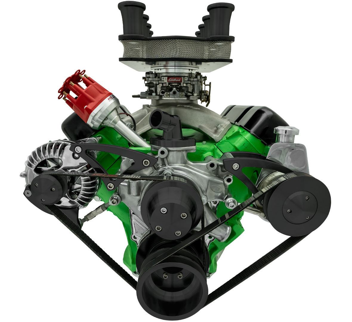 Big Block Chrysler Serpentine Conversion - 383 - PS & ALT - Saginaw-Key - Black