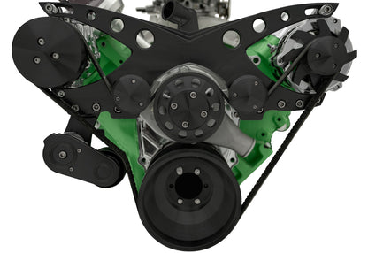 Big Block Chrysler Revolver Serpentine System - AC & ALT - Black