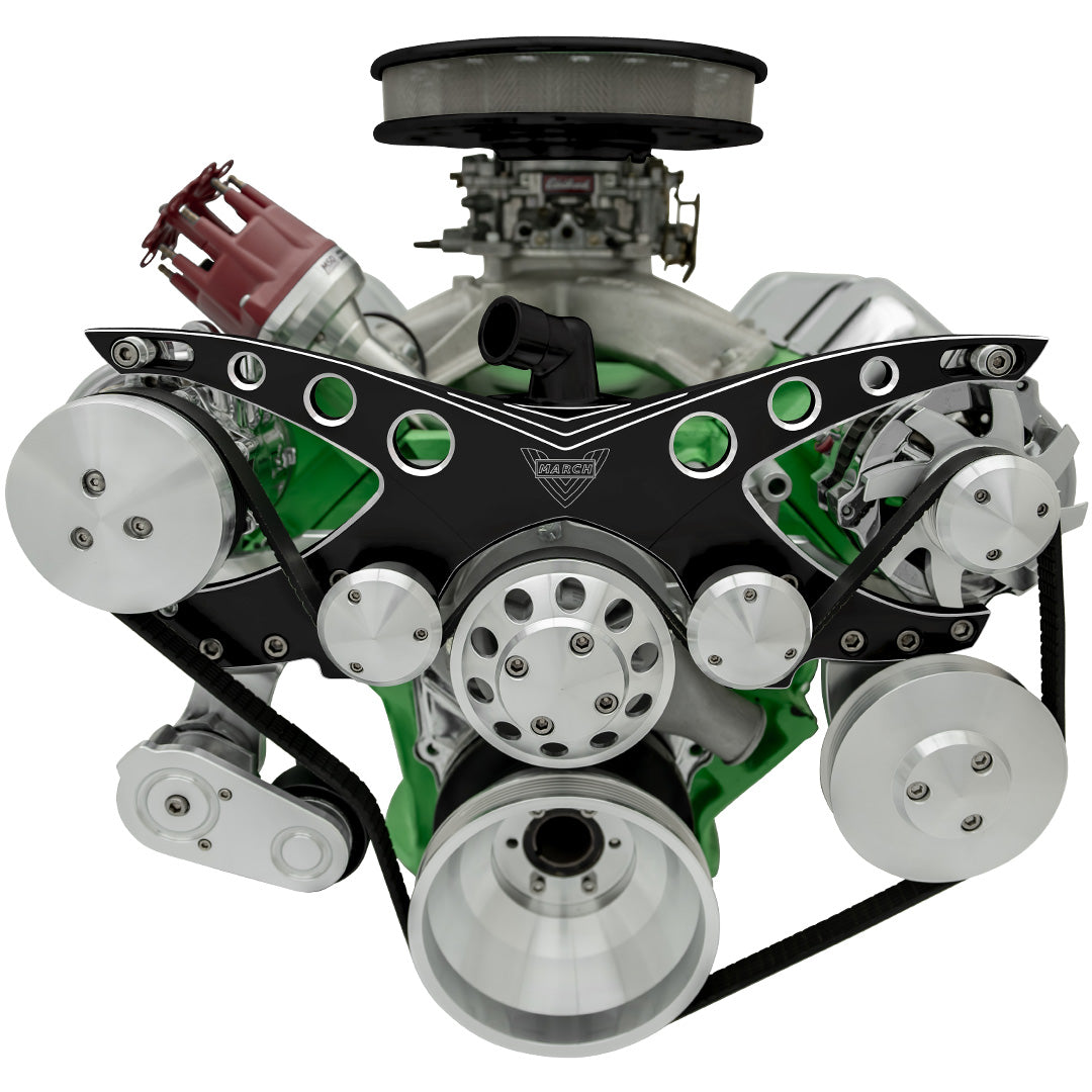 Big Block Chrysler Revolver Serpentine System - AC & PS - Black Onyx