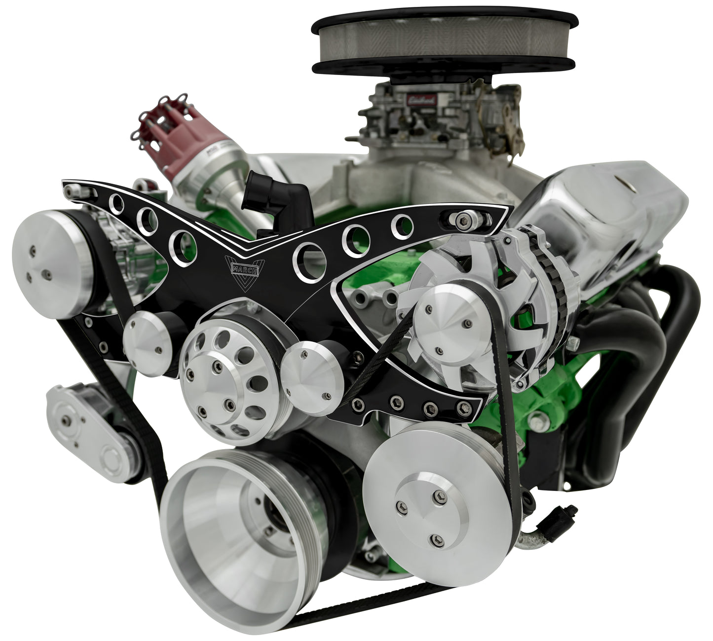 Big Block Chrysler Revolver Serpentine System - AC & PS - Black Onyx