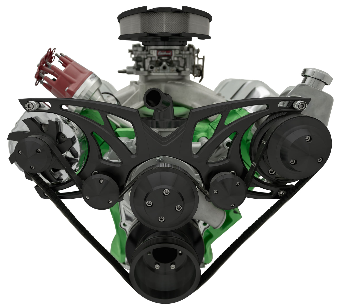 Big Block Chrysler Style Track Serpentine System - PS & ALT - Black