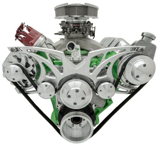Big Block Chrysler Style Track Serpentine System - PS & ALT - Chrome