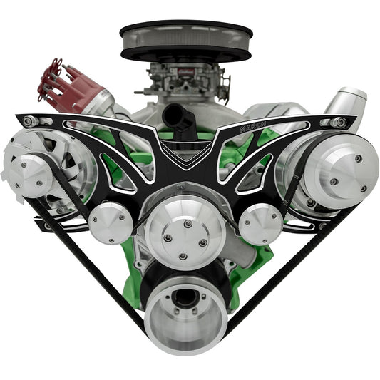 Big Block Chrysler Style Track Serpentine System; PS ALT; Billet ACC; Black Onyx