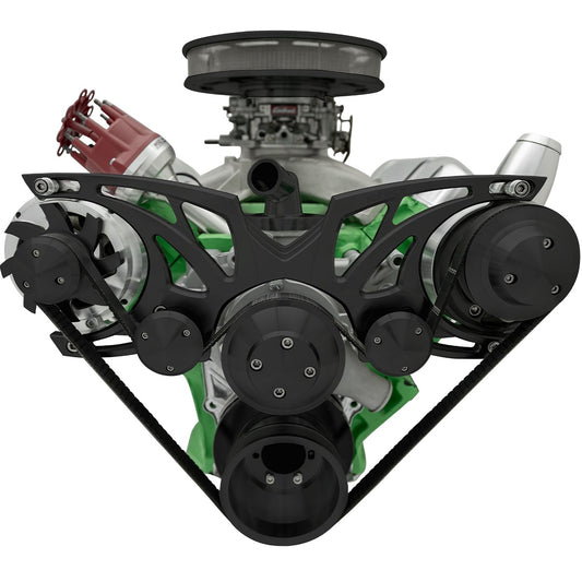 Big Block Chrysler Style Track Serpentine System - PS & ALT - Billet ACC - Black