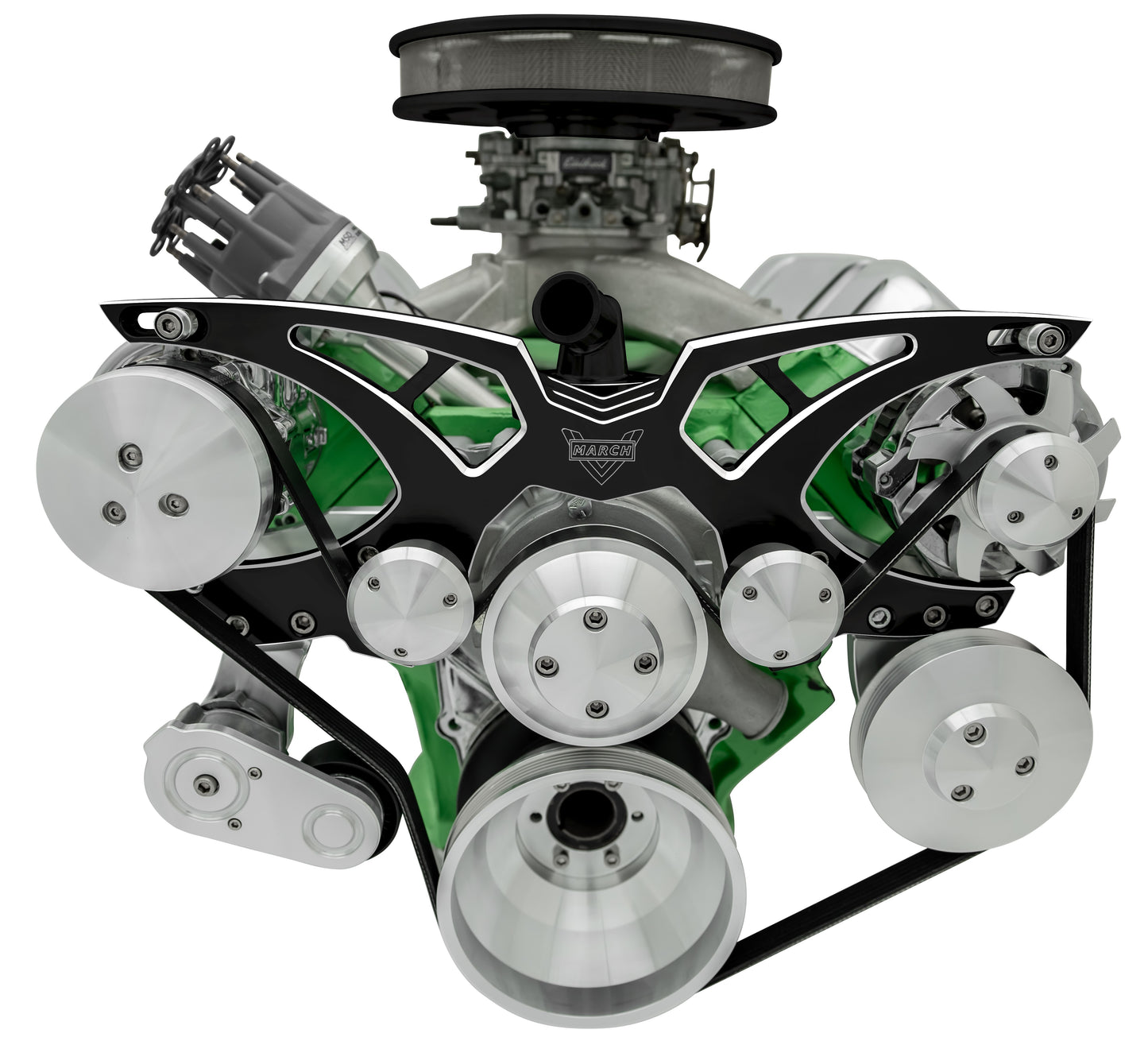 Big Block Chrysler Style Track Serpentine System - AC & PS - Black Onyx