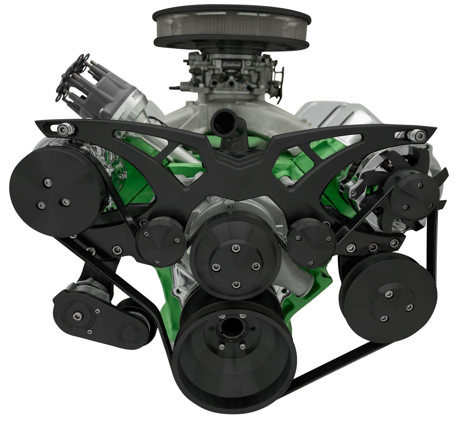 Big Block Chrysler Style Track Serpentine System - AC & PS - Black