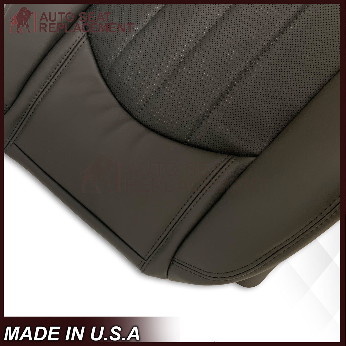 2009-2012 Chevrolet Traverse LTZ Driver or Passenger Bottom Perforated Seat Cover in Black: Choose Leather or Vinyl