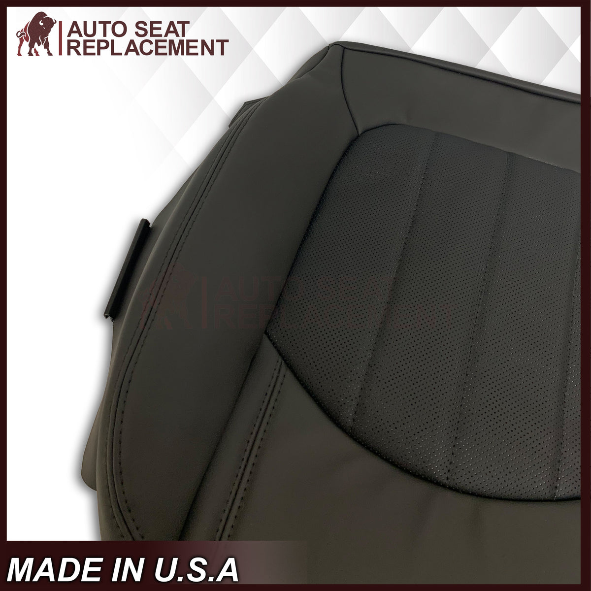 2007-2012 GMC Acadia Denali Driver or Passenger Bottom Perforated Seat Cover in Black: Choose Leather or Vinyl