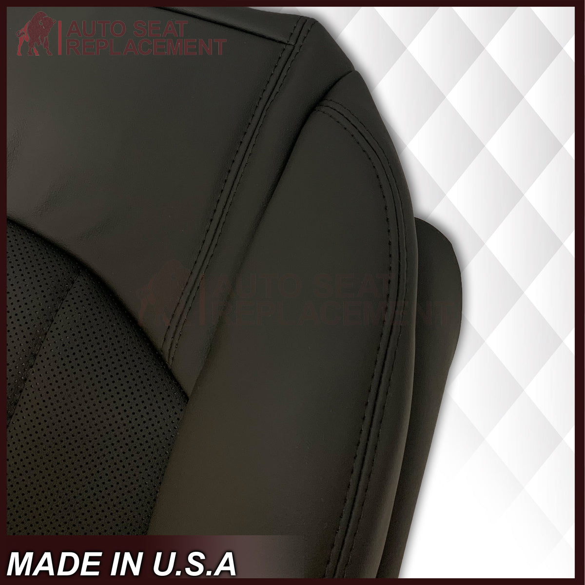 2009-2012 Chevrolet Traverse LTZ Driver or Passenger Bottom Perforated Seat Cover in Black: Choose Leather or Vinyl