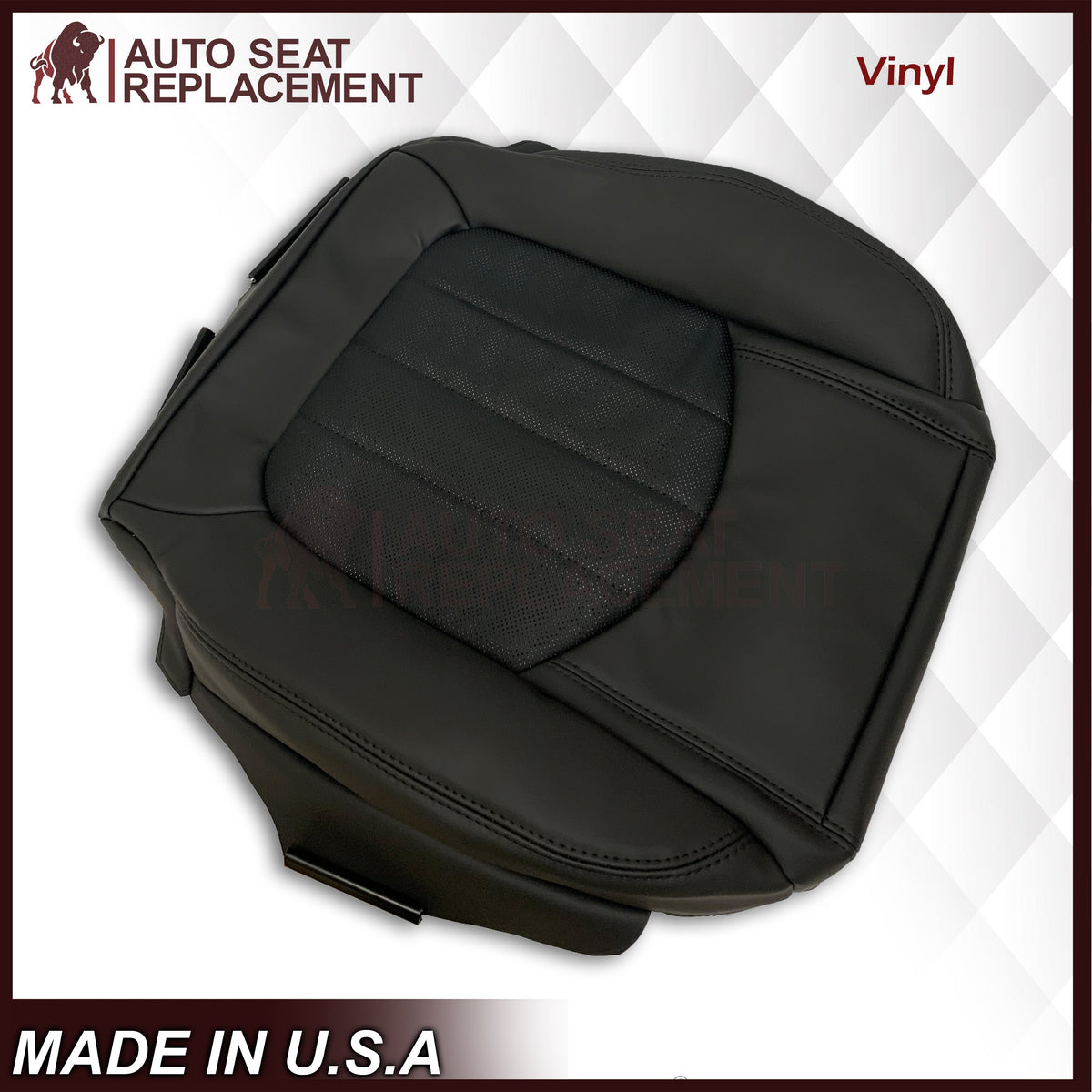 2007-2012 GMC Acadia Denali Driver or Passenger Bottom Perforated Seat Cover in Black: Choose Leather or Vinyl
