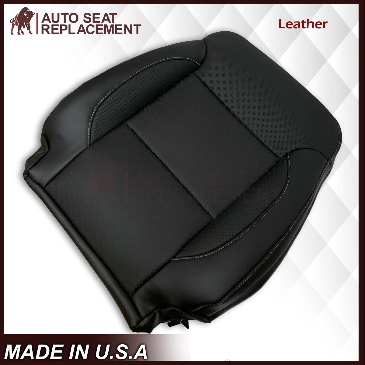 2014 - 2019 Chevy Silverado Tahoe Suburban & GMC Yukon Perforated Leather Seat Cover Replacement in Black (Perforated Jet Black)