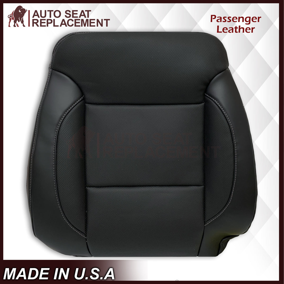 2014 - 2019 Chevy Silverado Tahoe Suburban & GMC Yukon Perforated Leather Seat Cover Replacement in Black (Perforated Jet Black)