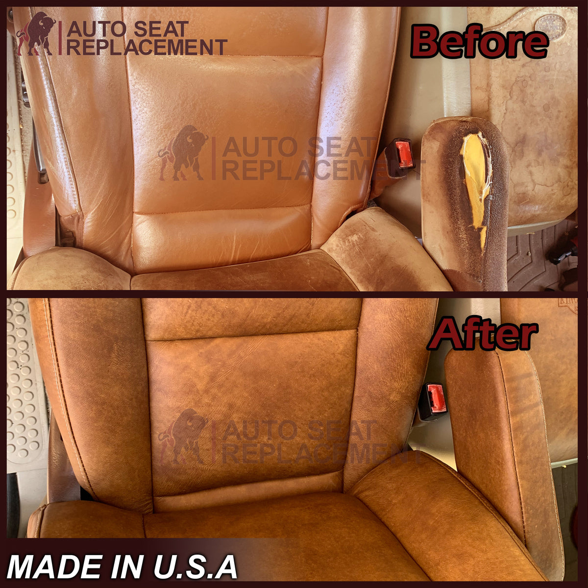 2002-2007 Ford F250 F350 King Ranch Replacement Genuine Leather OR Vinyl Front Seat Covers