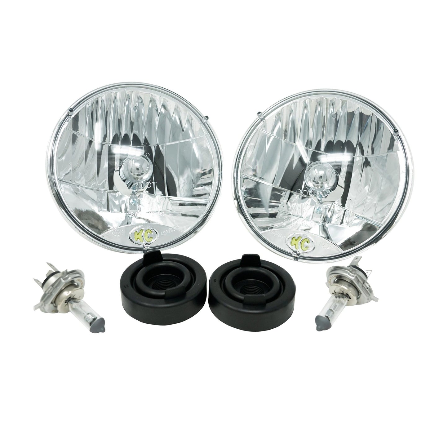 KC Hilites 7 In Headlight - H4 Halogen - 2-Lights - 55W / 60W DOT Headlight - Universal / Fits 97-06 Jeep TJ