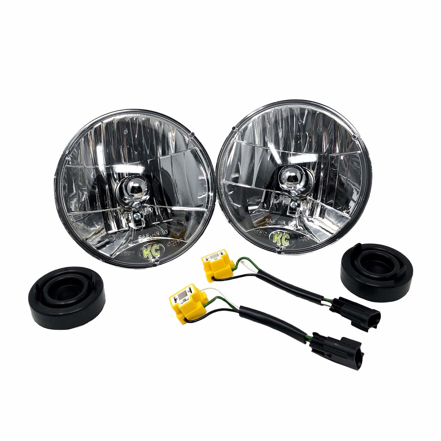 KC Hilites 7 In Headlight - H4 Halogen - 2-Lights - 55W / 60W DOT Headlight - For 07-18 Jeep JK