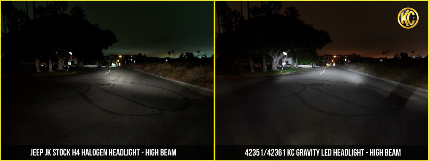KC Hilites 7 In Gravity LED - Single Headlight - SAE/ECE - 40W Driving Beam - For 97-06 Jeep TJ