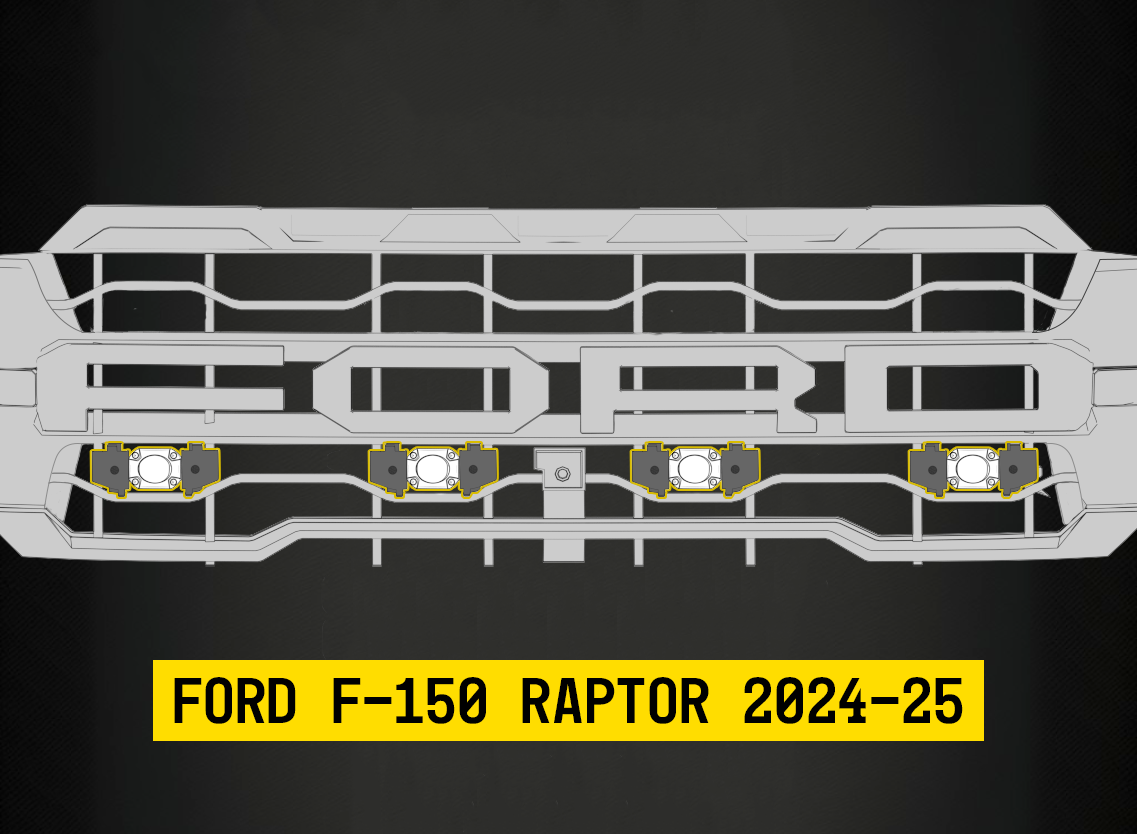 Tiny Monster 42FA4B Tiny Monster Grille Bottom Kit For Ford F-150 Raptor 2024-25 (4 Pod Lights Harness Bracket)