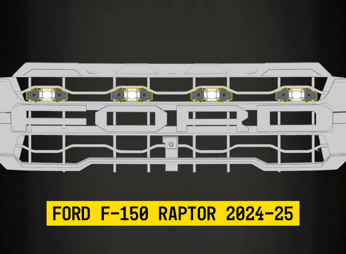 Tiny Monster 42FA4T Tiny Monster Grille Top Kit For Ford F-150 Raptor 2024-25 (4 Pod Lights Harness Bracket)