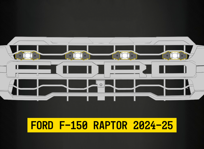 Tiny Monster 42FA4T Tiny Monster Grille Top Kit For Ford F-150 Raptor 2024-25 (4 Pod Lights Harness Bracket)