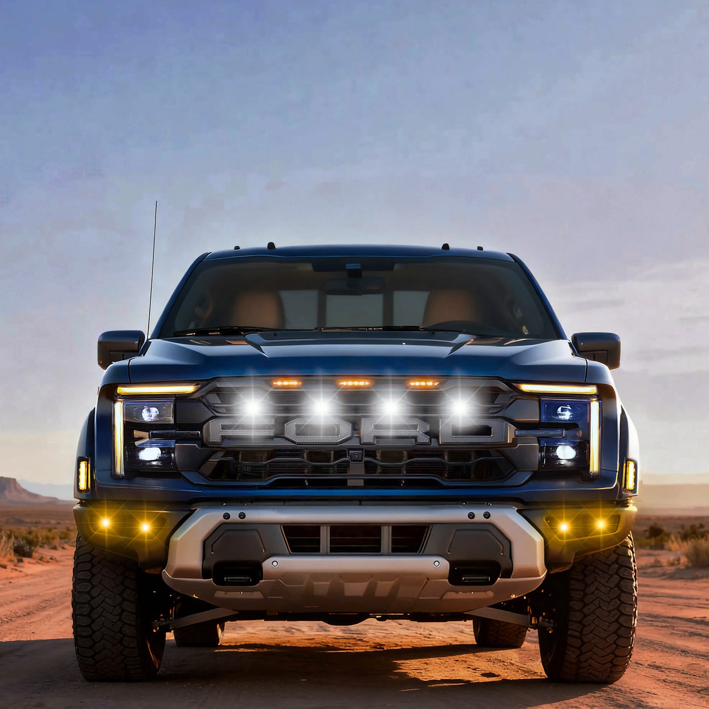 Tiny Monster 42FA4T Tiny Monster Grille Top Kit For Ford F-150 Raptor 2024-25 (4 Pod Lights Harness Bracket)