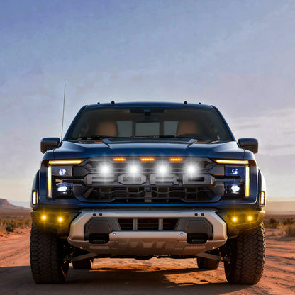 Tiny Monster 42FA4T Tiny Monster Grille Top Kit For Ford F-150 Raptor 2024-25 (4 Pod Lights Harness Bracket)
