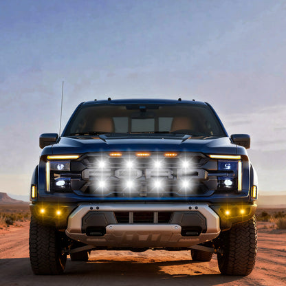 Tiny Monster 42FA8 Tiny Monster Grille Kit For Ford F-150 Raptor 2024-25 (8 Pod Lights Harness Bracket)