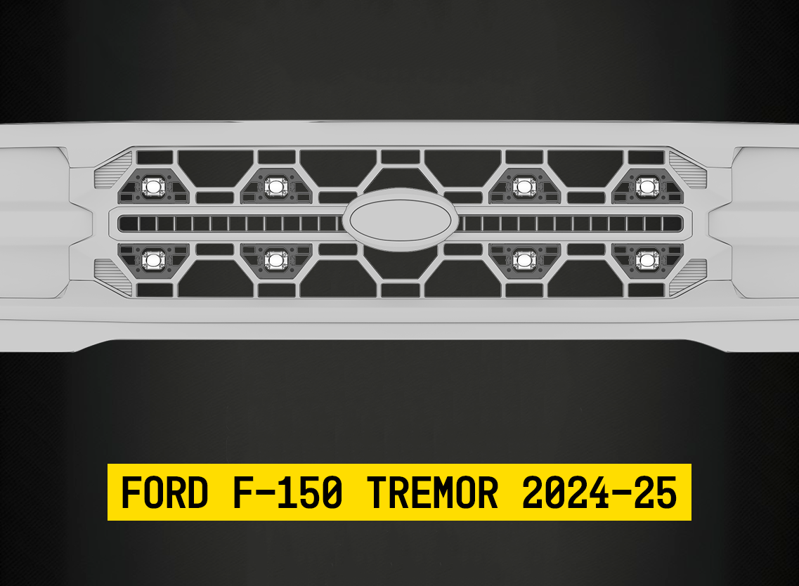 Tiny Monster 42FB8 Tiny Monster Grille Kit For Ford F-150 Tremor 2024-25 (8 Pod Lights Harness Bracket)
