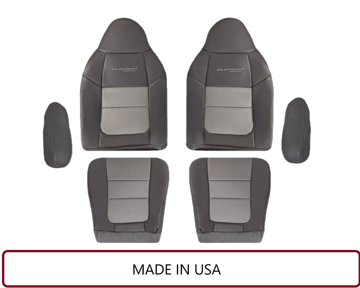 2001 Ford F250 Platinum Edition New Vinyl Replacement Seat Cover in 2-Tone Gray