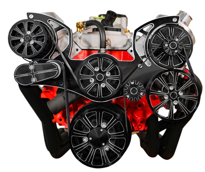 Big Block Chevy Evolution Serpentine System W/ AC  PS And ALT. Black Onyx.
