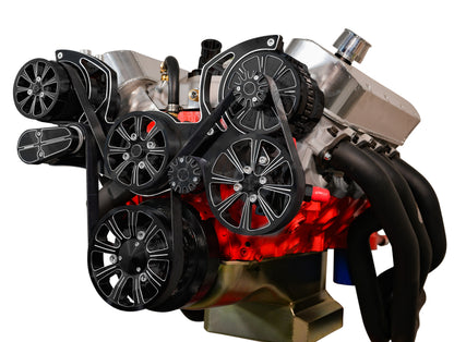 Small Block Chevy Evolution Serpentine System W/ AC  PS And ALT. Black Onyx.