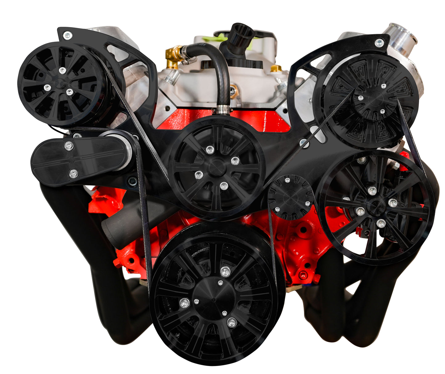 Big Block Chevy Evolution Serpentine System W/ AC  PS And ALT. Black Powder.