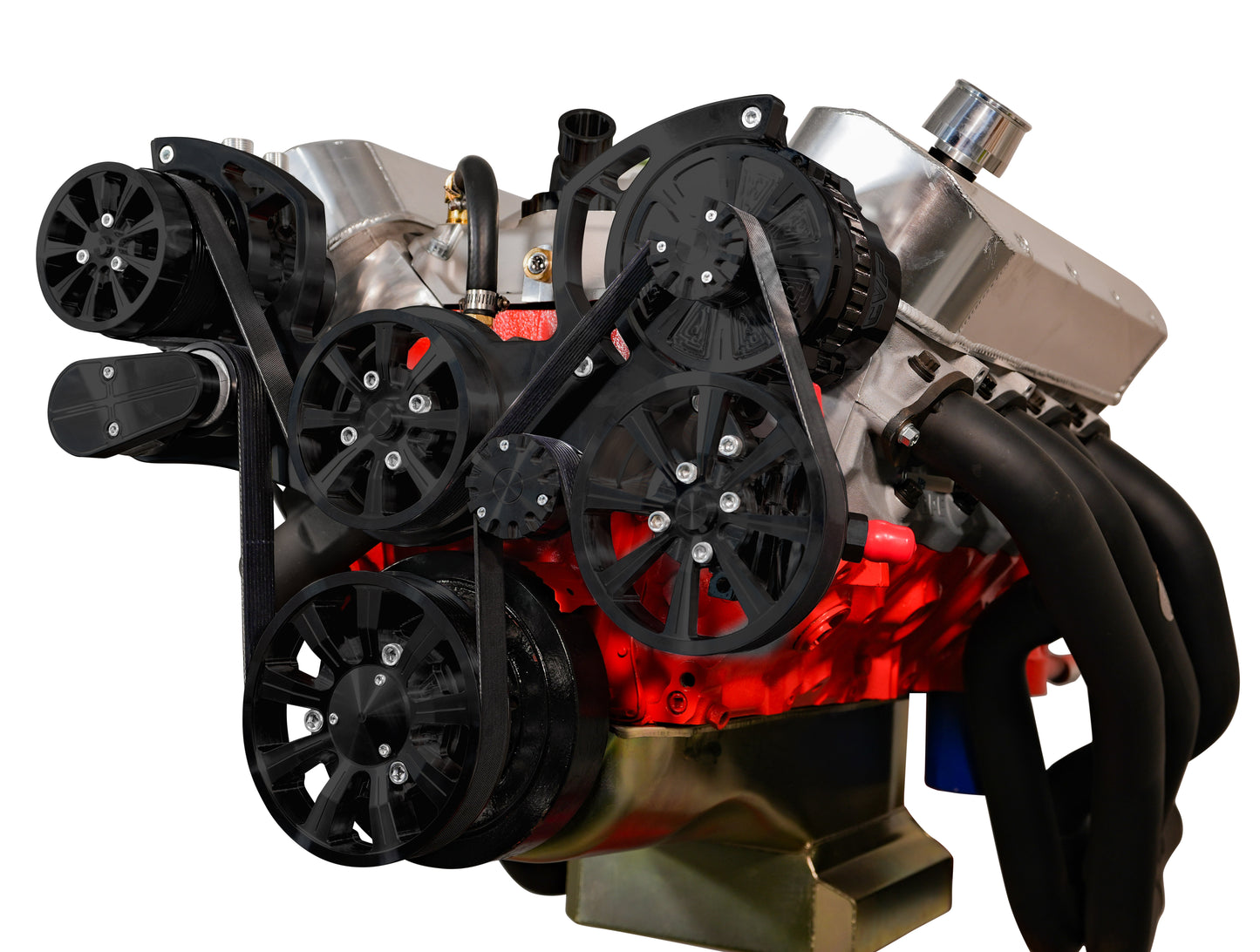 Big Block Chevy Evolution Serpentine System W/ AC  PS And ALT. Black Powder.