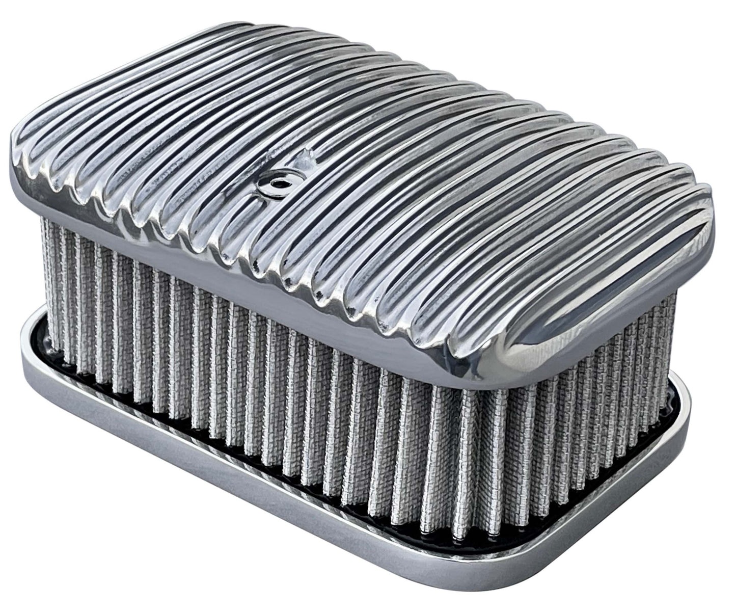 FiTech - 3x2 D Shaped Air Filter Assembly Polished Finned Top With Hardware