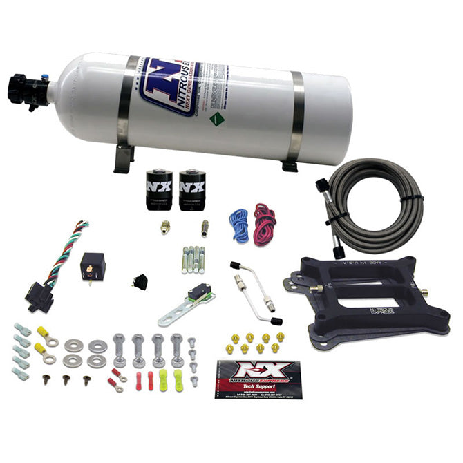 Nitrous Express - 4150 4-BBL/GASOLINE (100-200-300-400-500HP) WITH 15LB BOTTLE - 50040-15