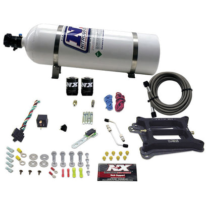 Nitrous Express - 4150 4-BBL/GASOLINE (100-200-300-400-500HP) WITH 15LB BOTTLE - 50040-15